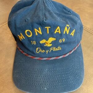 Vintage Montana Oro y Plata Rope Snapback Hat Navy